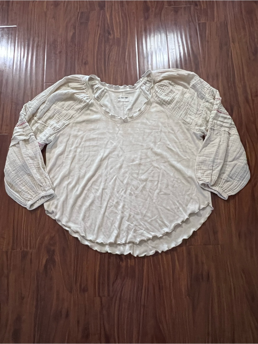 We The Free Cream Lightweight Gauzy Oversized Top size Large